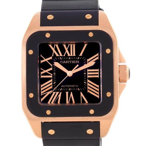 cartier santos 100 rose gold rubber strap|cartier santos strap replacement.